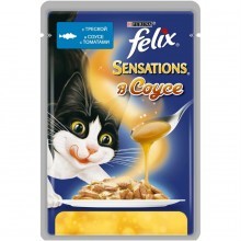 FELIX корм д/кошек Sensations Треска в соусе с томатами 85 г