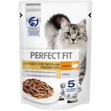 PERFECT FIT корм д/кошек с чувствительным пищеварением Индейка соус 75 г