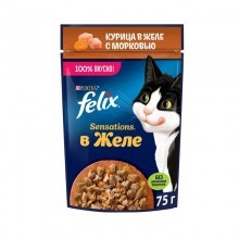 FELIX корм д/кошек Sensations Курица с морковью в желе 85 г 